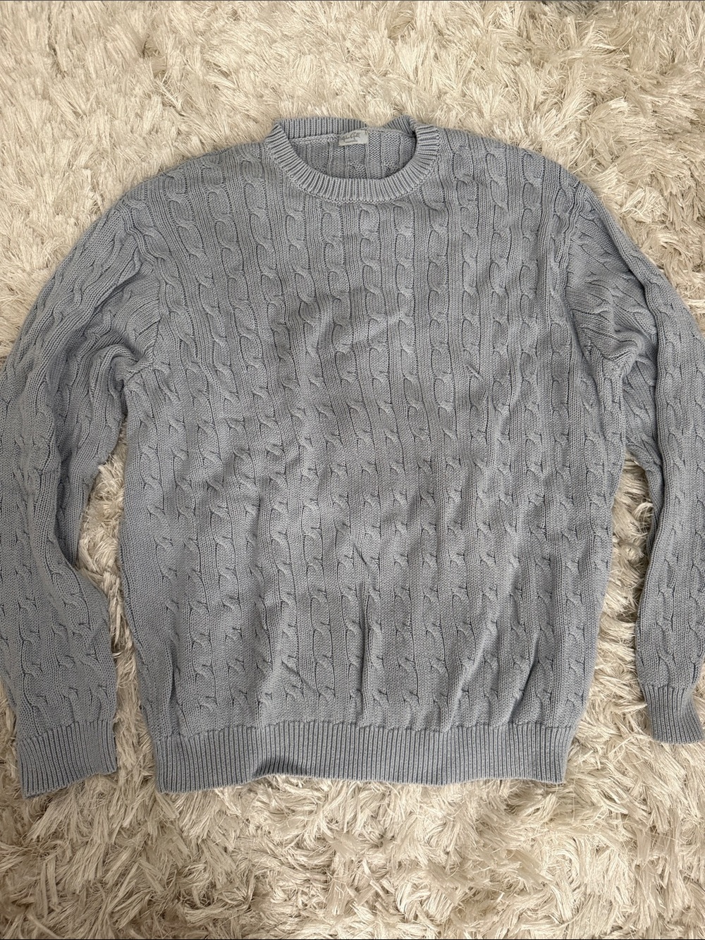 Brandy Melville Light Gray Cable Knit Crewneck Sweater